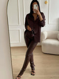 Choco leatherlook split legging - SALE