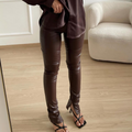 Leatherlook split legging choco bruin